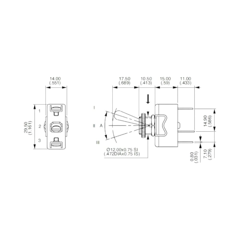 Socle de tableau 16A - 230V - 2P T - avec contacts latéraux de terre
